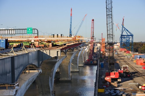 Wilson Bridge: Construction on the replacement of the Woodrow Wilson Bridge. Photo courtesy of the Wilson Bridge Project.