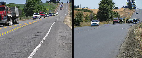 Before and after paving on OR22