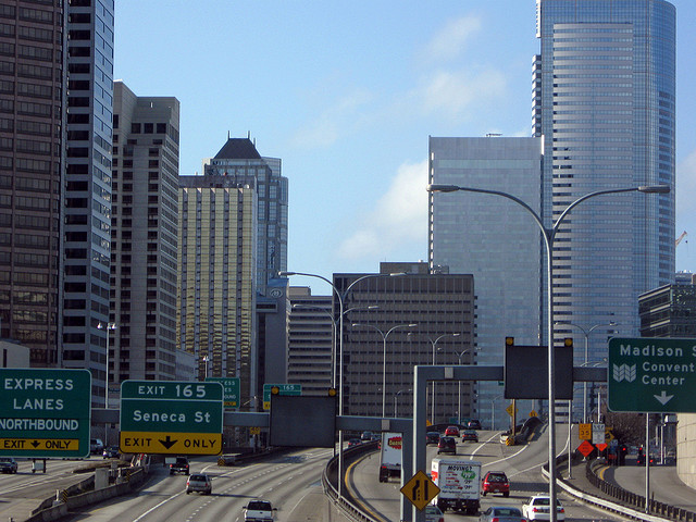 City skyline with highway - City skyline with highway in Seattle, Washington -morganmarilyn70 on Flickr