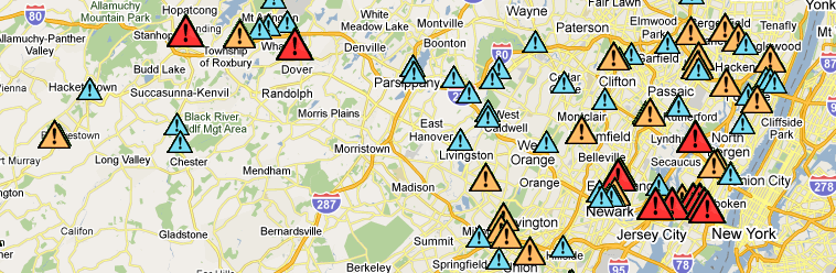 Map of NJ Structurally Deficient Bridges