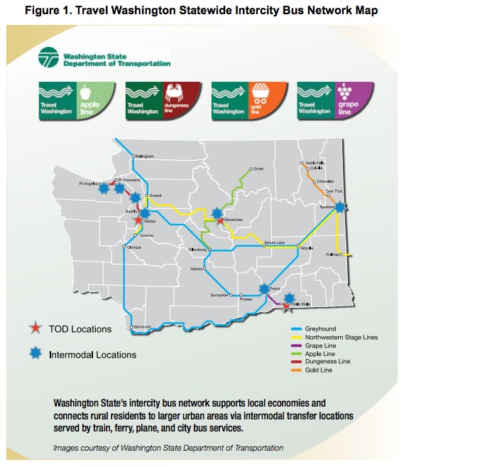 Figure 1. Travel Washington Statewide Intercity Bus Network Map