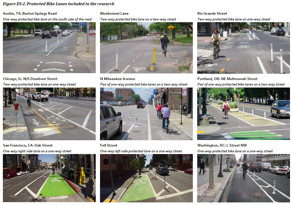 Figure ES-2. Protected Bike Lanes included in the research