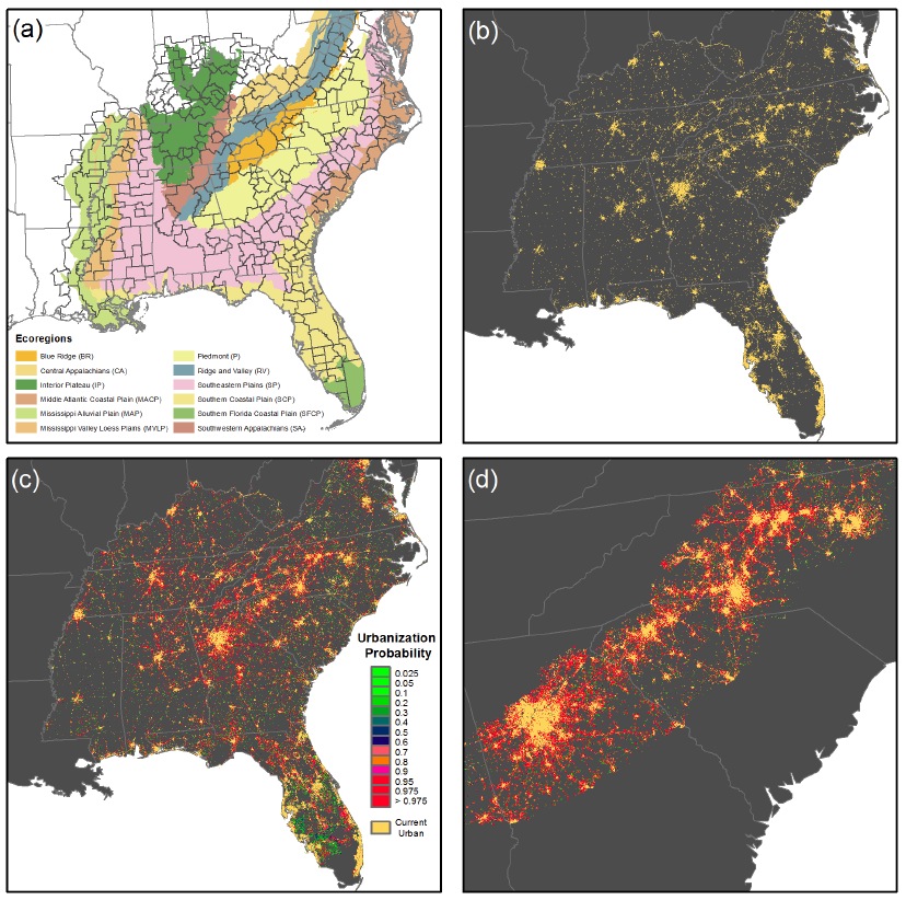 Figure 1. Business-as-usual urbanization scenario for the Southeast US.