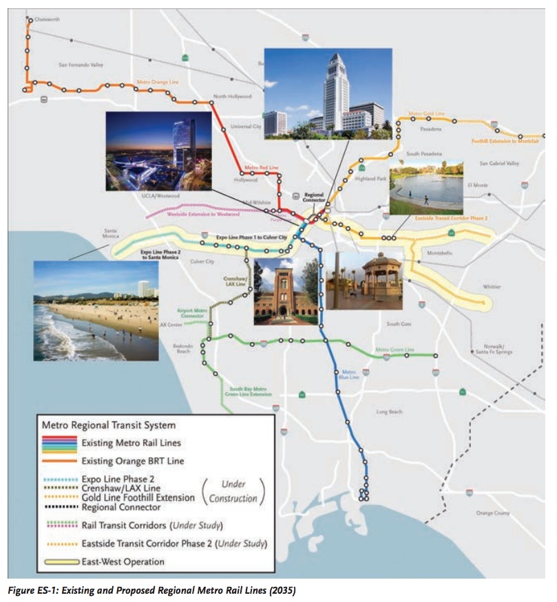 Figure ES-1: Existing and Proposed Regional Metro Rail Lines (2035)