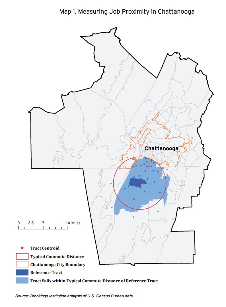 Map 1. Measuring Job Proximity in Chattanooga