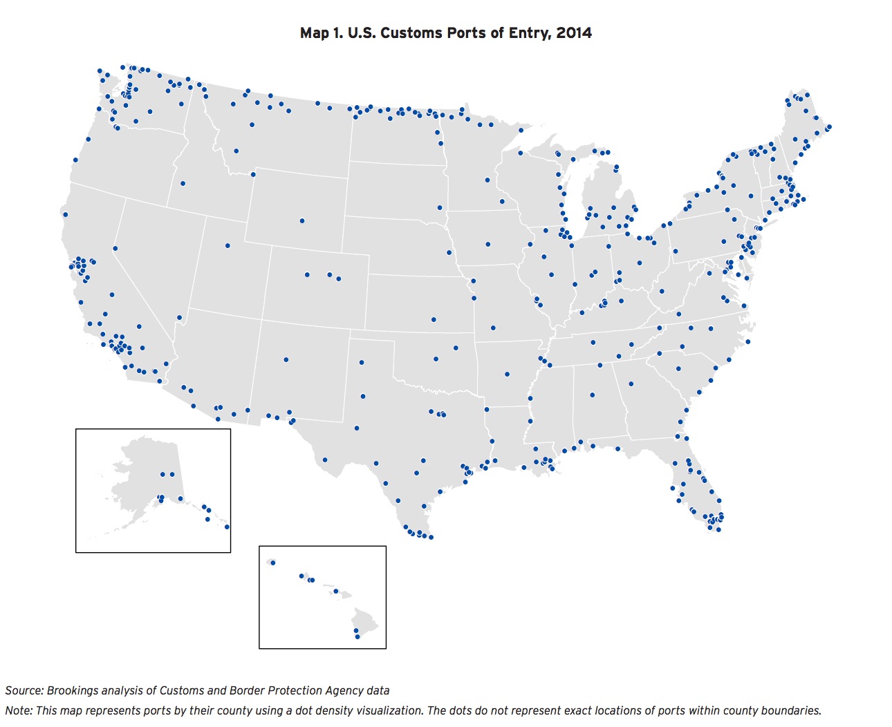 Map 1. U.S. Customs Ports of Entry, 2014