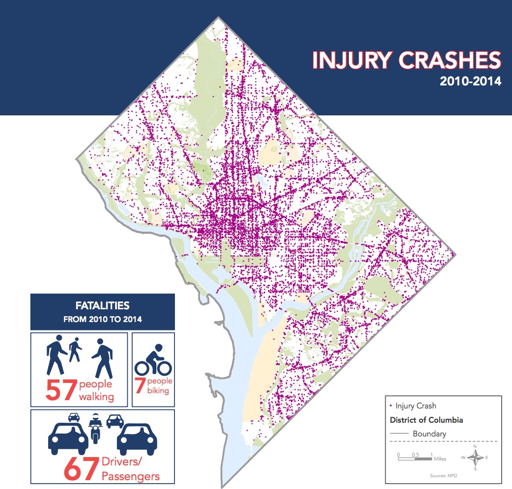 Washington DC Vision Zero: INJURY CRASHES 2010-2014