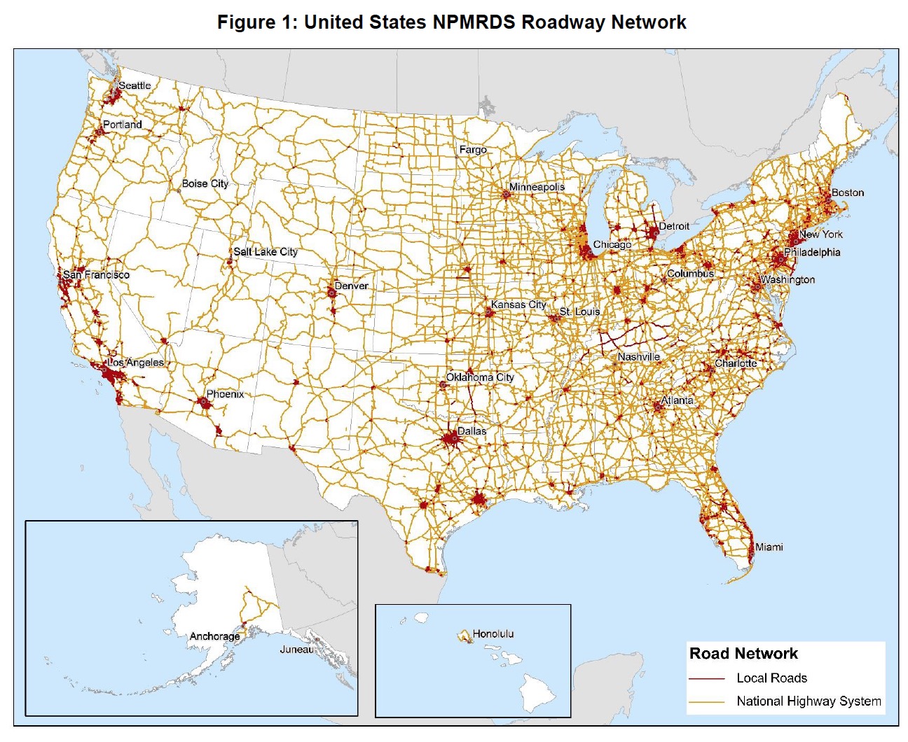 Figure 1: United States NPMRDS Roadway Network