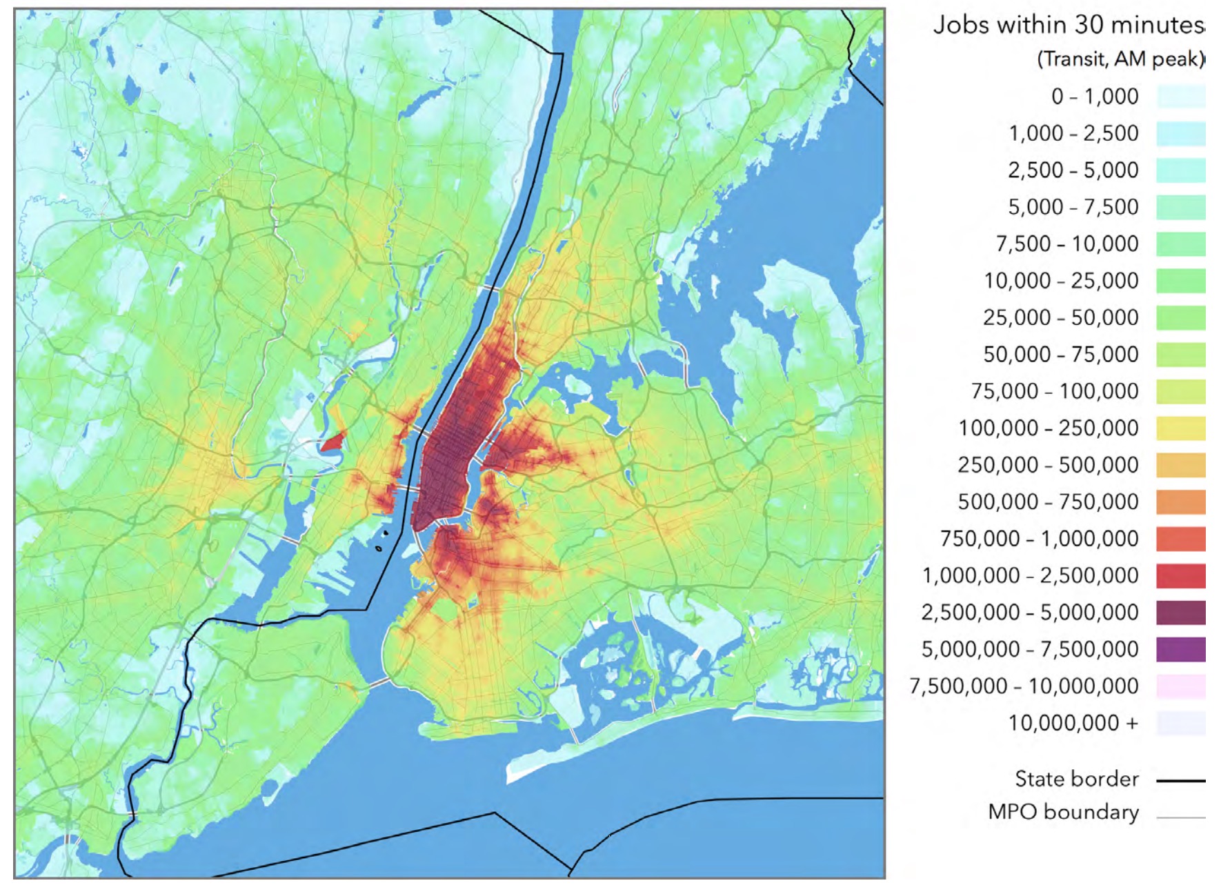 New York City Metro area - Access to jobs by transit