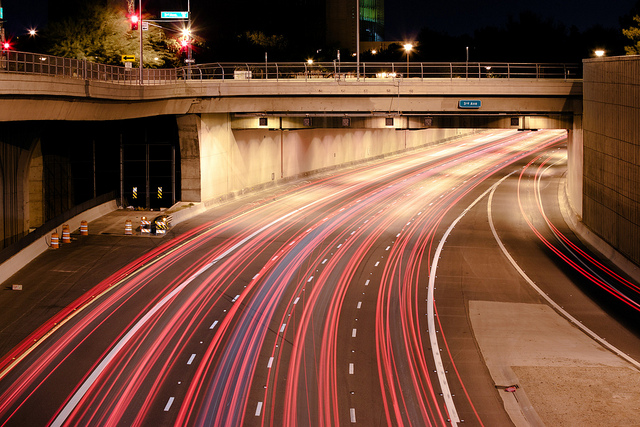 Interstate 10 - Papago Freeway Tunnel / Deck Park Tunnel at Night (3) by Alan Stark