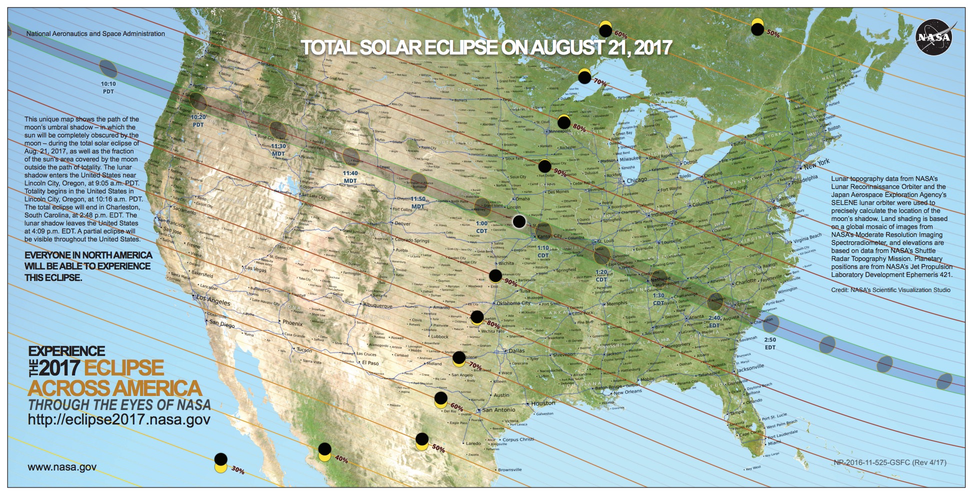 Map of total solar eclipse 2017